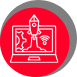 Laptop mit Rakete und WLan